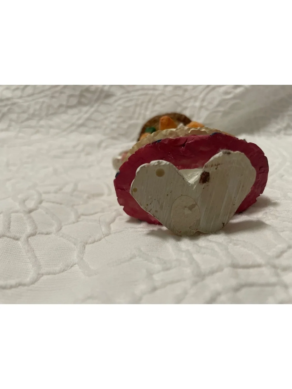 Hand-Painted Easter Bunny Figurine with Carrot Apron and Straw Hat